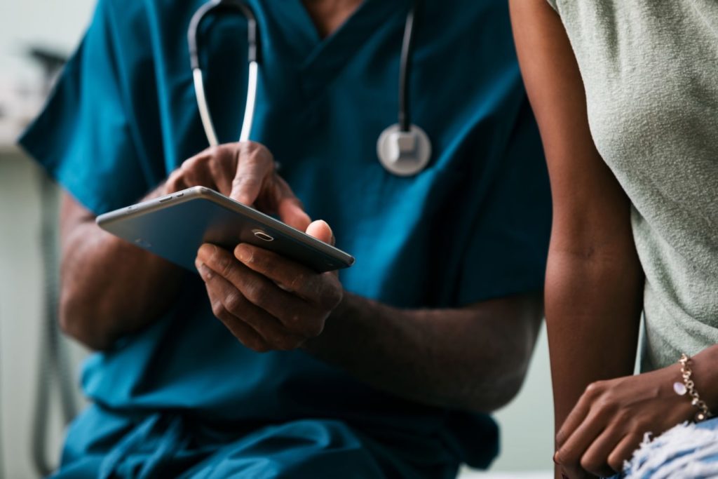 The clinician answering a patient's question about abortion pill The clinician answering a patient's question about abortion pill